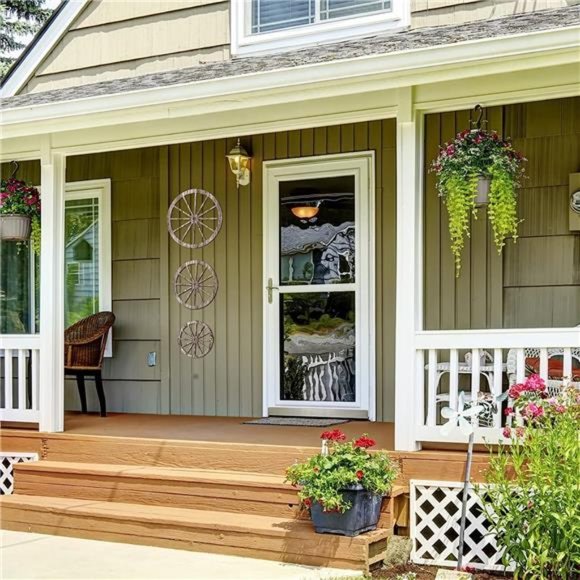 3 Pcs Wooden Wagon Wheel Decor 12/10/8 Inch Old Western Western Wall Decor - Picture 4 of 6